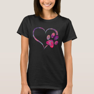 röd rosa blå lila Hund Skriv ut hjärta för Hundar T Shirt