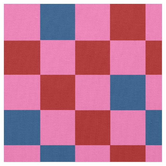 Röd Rosa Blå Rutig Mönsterdesign  Tyg (Närbild)