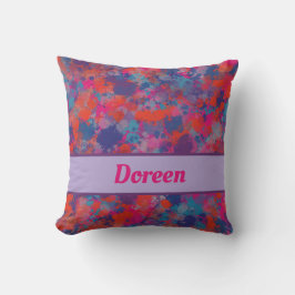 Röd Rosa Blått Lila Modern färgdroppar Kudde