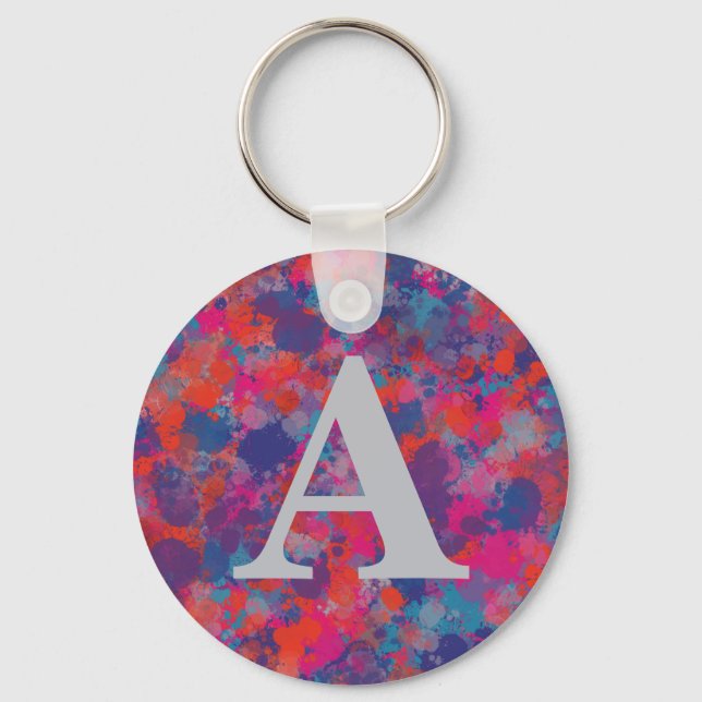 Röd Rosa Blått Lila Modern färgdroppar Nyckelring (Framsida)