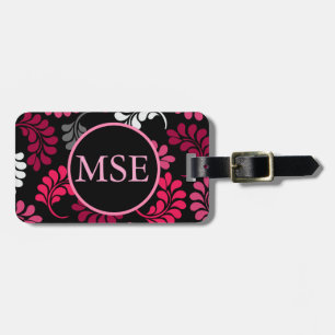 Röd rosa blom- Monogram Bagagebricka