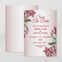 Röd Rosa Blommig Gröna Blad Modern Bröllop