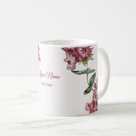 Röd Rosa Blommig Gröna Blad Modern Bröllopsfest Kaffemugg