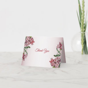 Röd Rosa Blommig Gröna Blad Modern Bröllopsfest Tack Kort