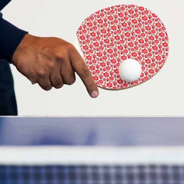 Röd Rosa Blommig Sömlös Mönster Mörk Estetik  Pingisracket (Insitu)