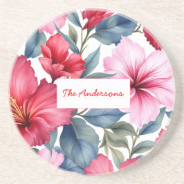 Röd Rosa Blommigt Elegant för vattenfärg Underlägg