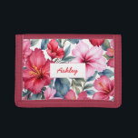 Röd Rosa Blommigt Vattenfärgning Färgfärg<br><div class="desc">Röd Rosa Blommigt Vattenfärgsfärgad trifold Wallet med Tropical Flowers Mönster,  Använda anpassa det här mallalternativet om du vill ändra text</div>