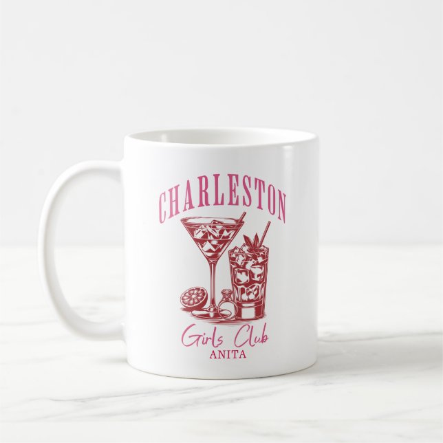 röd rosa charleston bachelorette kaffemugg (Vänster)
