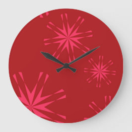 Röd, rosa, coola trendig modern abstrakt för stjär stor klocka