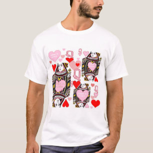 RÖD & ROSA DROTTNING AV HJÄRTAKASINOKONST T SHIRT