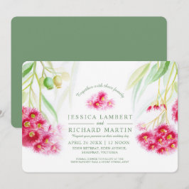 Röd rosa Eucalyptus gumnut vattenfärg Inbjudningar