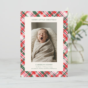 Röd rosa grön Plaid Foto Baby Första Julen