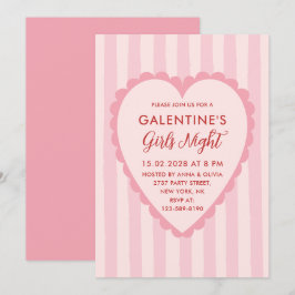 Röd Rosa Handritad Galentine's Tjejkväll  Party Inbjudningar