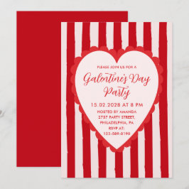Röd Rosa Handritad Hjärt Ram Galentine-fest Inbjudningar