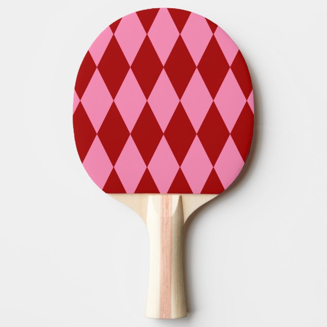 Röd Rosa Harlekin Rutig Design  Pingisracket (Framsidan)