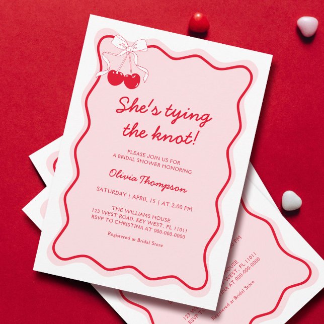 Röd Rosa Hon Gifter sig Möhippa Inbjudningar (Skapare uppladdad)