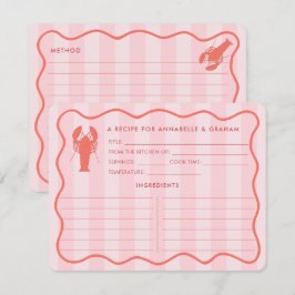 Röd Rosa Hummer Doodle Bröllopsdusch Receptkort Inbjudningar