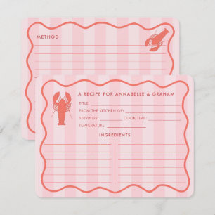 Röd Rosa Hummer Doodle Bröllopsdusch Receptkort Inbjudningar