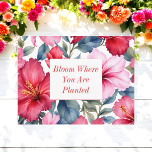 Röd Rosa Inspirerande Citat Blommig Vykort