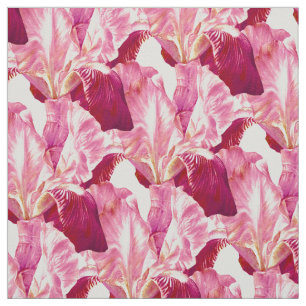 Röd rosa Iris som målar det botaniska konstmöns Tyg