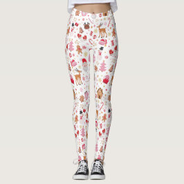 Röd Rosa Jul Winter Wonderland Jultomten Leggings
