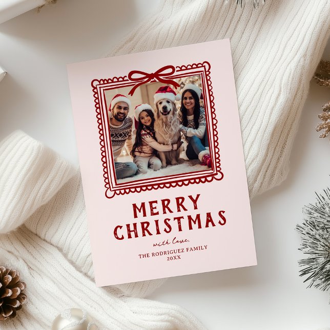 Röd Rosa Klotter Foto Ram Jul Julkort (Skapare uppladdad)