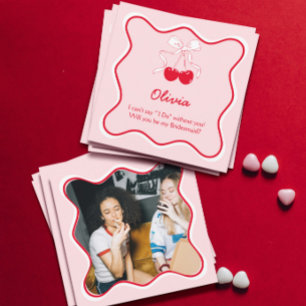 Röd Rosa Kommer Du Att Vara Min Brudtjänare Förfrå Inbjudningar