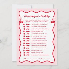 Röd Rosa Körsbär Baby Shower Gissa Mamma eller Pap Inbjudningar