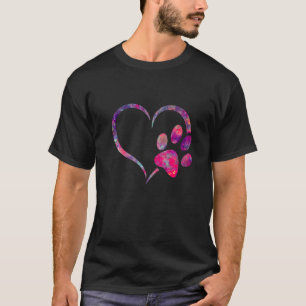 röd rosa lila Hund katt tass tryck hjärta valp hus T Shirt