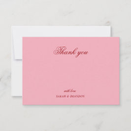 Röd rosa minimalistisk bröllop tackkort med script tack kort