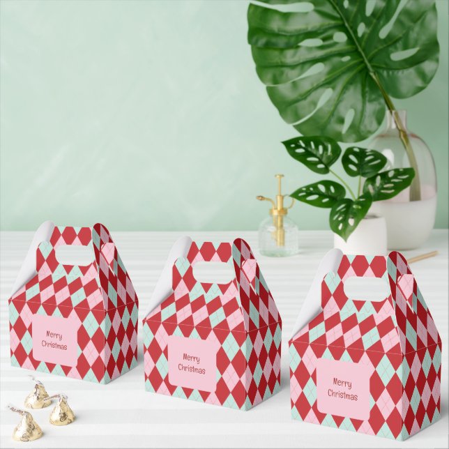 Röd Rosa & Mint Jul Argyle Presentaskar (Multipel)