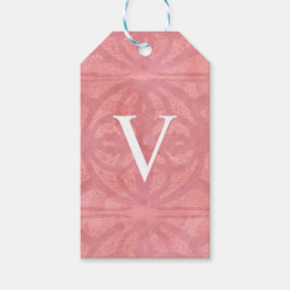 Röd rosa monogram vattenfärg presentetikett