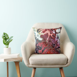 Röd, rosa och grått marble-färgämne kudde