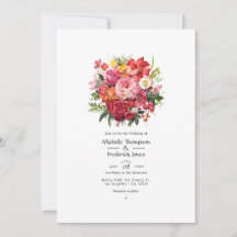 Röd, rosa och grön blomsterbröllop