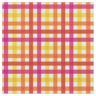 Röd, Rosa och Gult Hett Sommarregnbåge Play Tartan Tyg