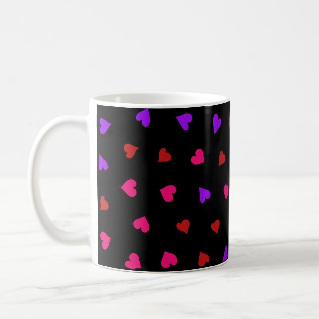 Röd, Rosa och Lila Hearts mönster Kaffemugg (Vänster)