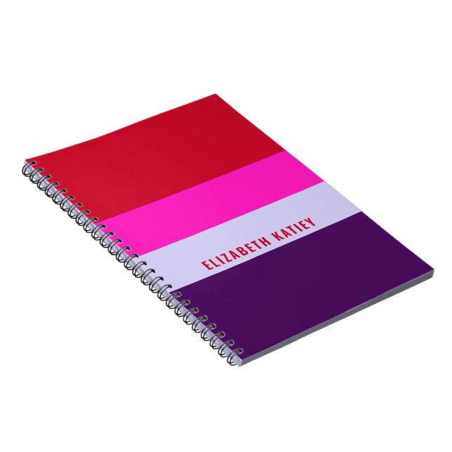 Röd, Rosa och Lila Rand Mönster Anteckningsbok (Högra Sidan)