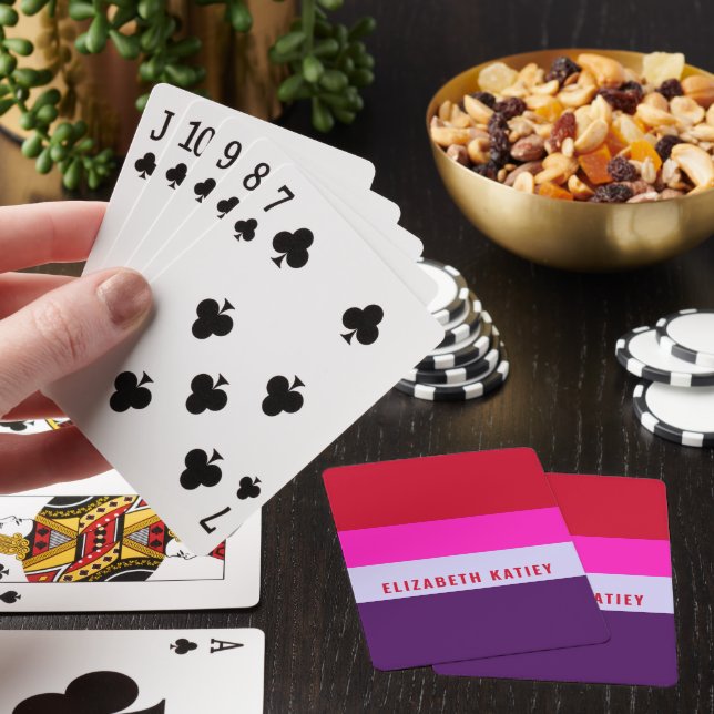 Röd, Rosa och Lila Rand Mönster Casinokort (På plats)