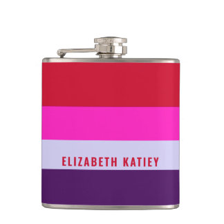 Röd, Rosa och Lila Rand Mönster Fickplunta