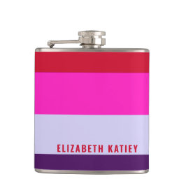 Röd, Rosa och Lila Rand Mönster Fickplunta