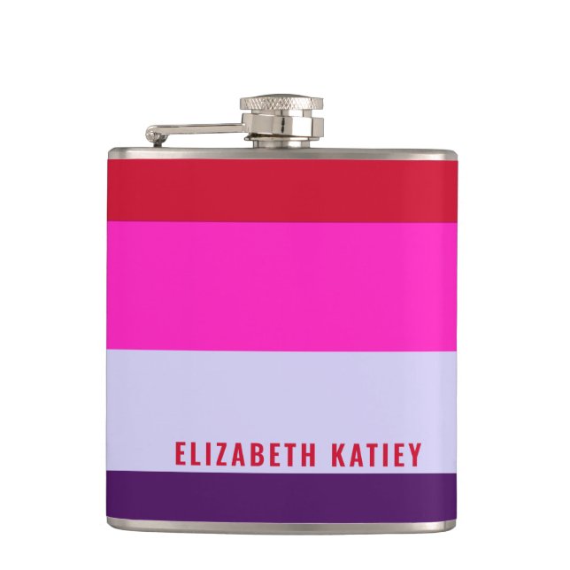 Röd, Rosa och Lila Rand Mönster Fickplunta (Framsidan)