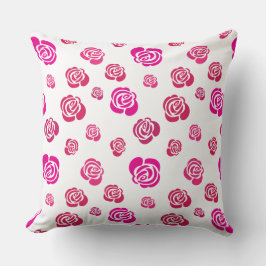 Röd Rosa och Magenta Ro i Flowery Mönster Kudde