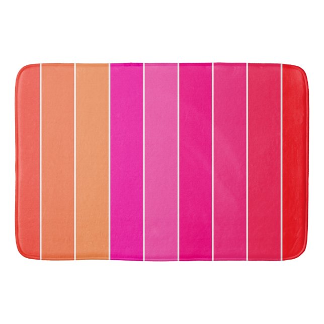 Röd, Rosa och Orange Rand Badrumsmatta (Framsidan)