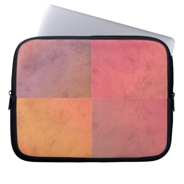Röd Rosa Orange Gul Geometrisk Akvarellkonst Laptop Sleeve (Framsidan)