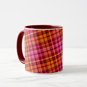 Röd Rosa Orange Plaid Rutig Design Mugg