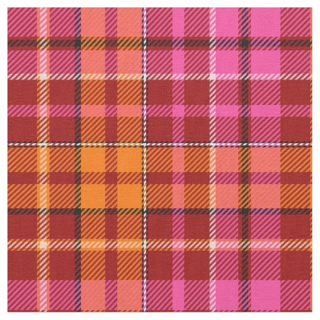 Röd Rosa Orange Plaid Rutig Design  Tyg (Närbild)