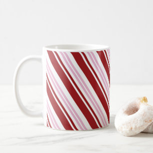 Röd & rosa pepparmintrand kaffemugg