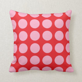 Röd rosa polka dots kudde