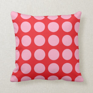Röd rosa polka dots kudde