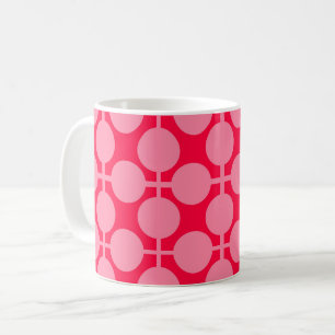 Röd rosa retro enfärgad prickmönster kaffemugg